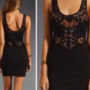 Free People Secrets Of Eden Lace Beaded Embroidered Sequin Mini Dress Size S/M